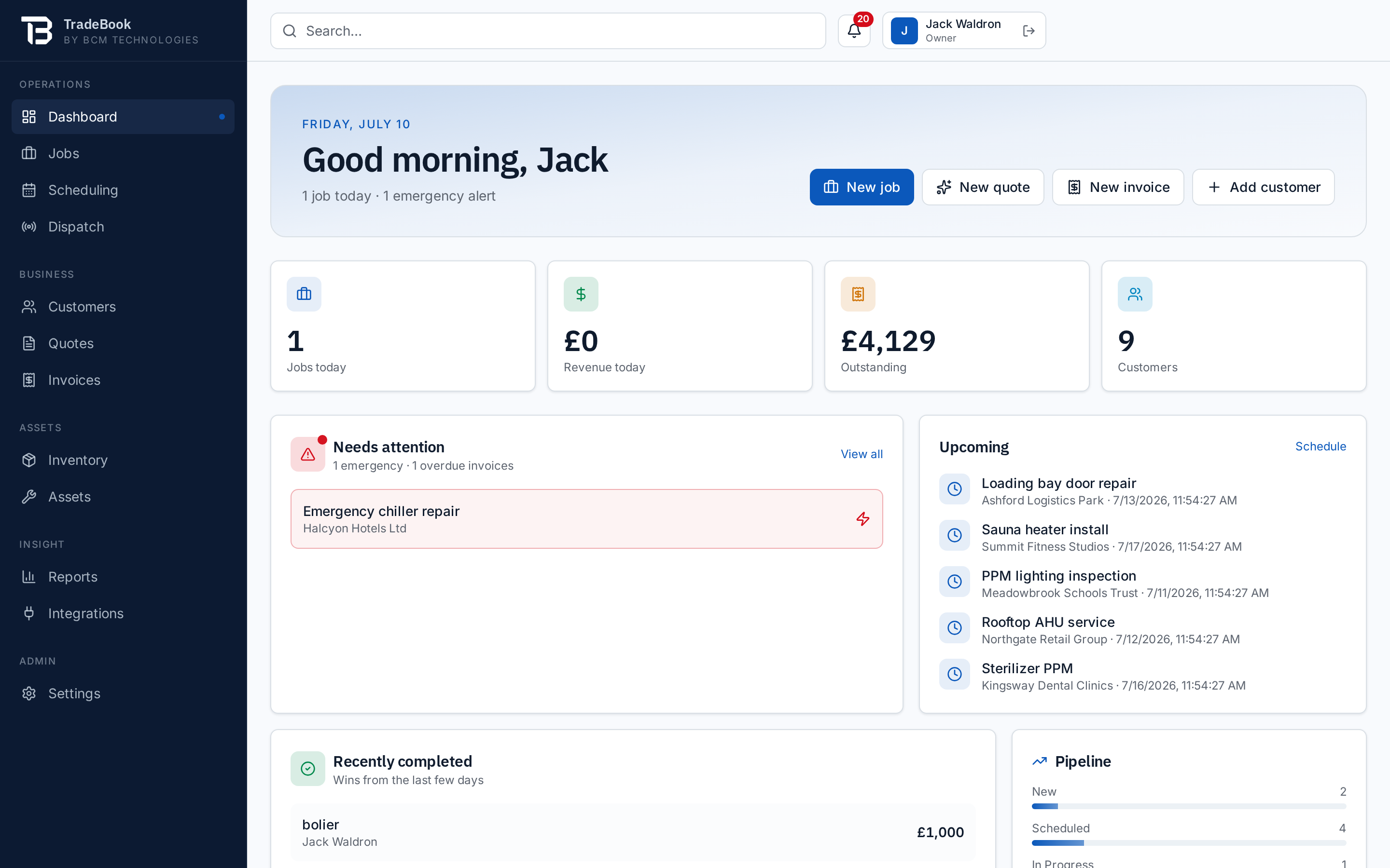 TradeBook dashboard
